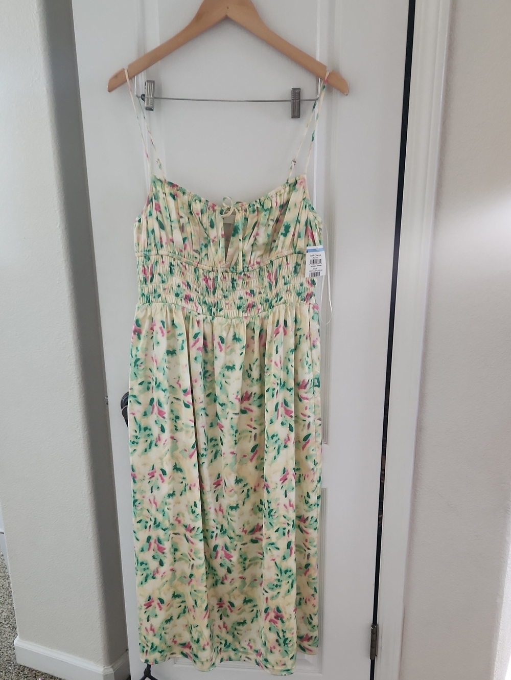 Astr The Label Pastel Floral Smocked Waist Dress in Yellow, Green & Pink